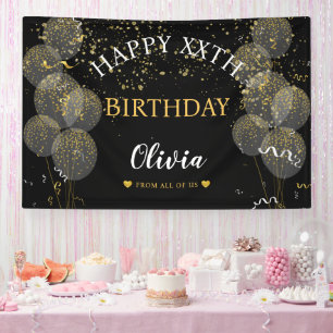 Black & Gold Custom Party Personalisiert Geburtsta Banner