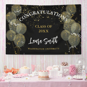 Black & Gold Custom Party Personalisierter Abschlu Banner