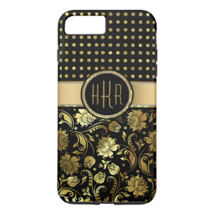Black & Gold Damask & Punkt-Kombination Case-Mate iPhone Hülle