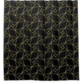 Black Gold Deko Abstrakt Geometric Muster Luxus Duschvorhang