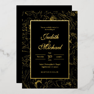 Black Gold Deluxe Soirée Mariage Foil Invitation