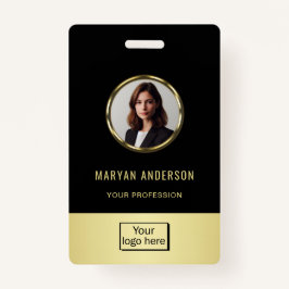 Black & gold design, Logo or Photo in gold circle, Ausweis