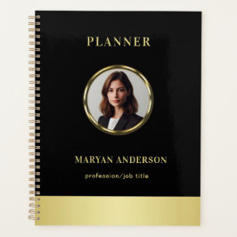 Black & gold design, Logo or Photo in gold circle, Planer