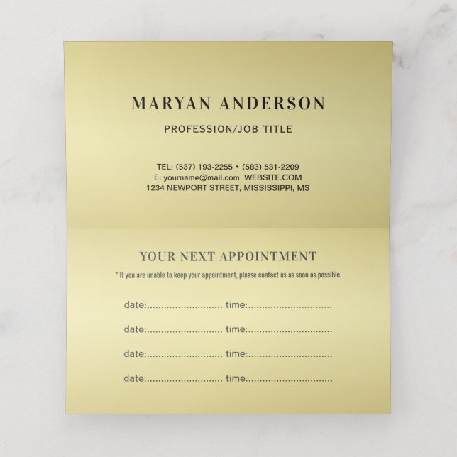 Black & gold design, Logo or Photo in gold circle, Terminkarte (Innenseite Aufgefaltet)