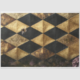 Black & Gold Diamond Checkers Pattern Seidenpapier