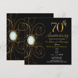 Black & Gold Diamond Chic 70 70. Jubiläum Einladung