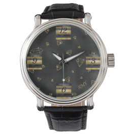 Black & Gold Diamond Design eWatch Armbanduhr