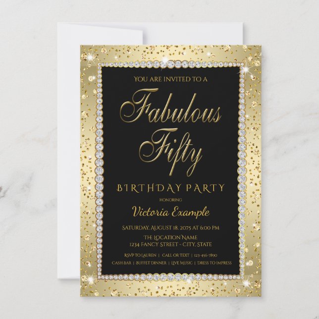 Black Gold Diamond Fabuleux 50 Invitation annivers (Devant)