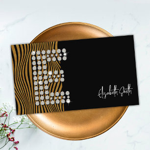 Black Gold Diamond Initial E Social Media Monogram Visitenkarte