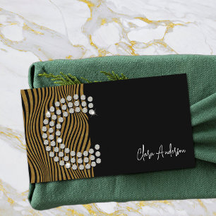 Black Gold Diamond Initial Social Media Monogram Visitenkarte