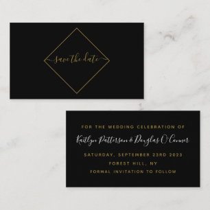 Black & Gold Diamond Save the Date Card Visitenkarte