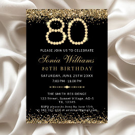 Black Gold Diamonds 80th Birthday Party Invitation Einladung