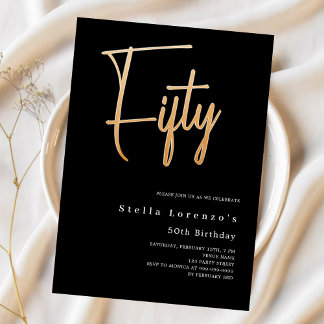 Black Gold Drehbuch elegant 50. Geburtstag Einladung