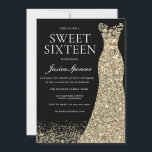 Black Gold Dress Sweet 16 Geburtstagsparty Einladung<br><div class="desc">Black Gold Dress Sweet 16 Geburtstagsparty Einladung Variationen zur Einladung und passende Artikel in unserem Shop</div>