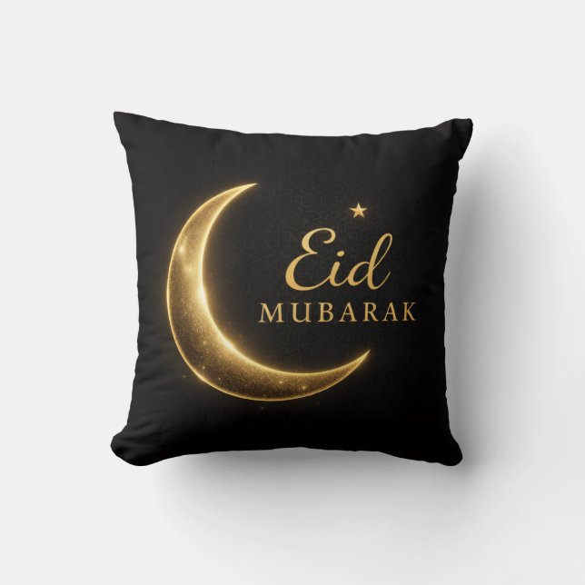 Black & Gold Eid Mubarak Decorative Pillow – Ramad Kissen (Vorderseite)