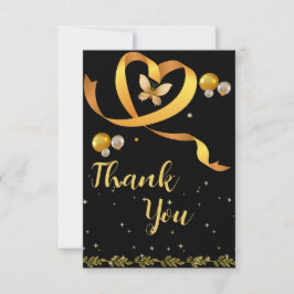 Black & Gold Einfache 10. Hochzeitstag Dankeskarte