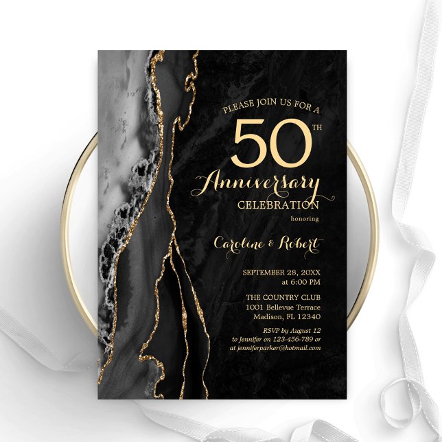Black Gold Elegant 50 Jahre alt Einladung (Von Creator hochgeladen)