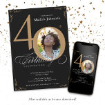 Black Gold Elegant Calligraphy Foto 40. Geburtstag Einladung<br><div class="desc">Black Gold Elegante Kalligraphie Foto 40. Geburtstag Einladung. Und elegant gestaltete,  besondere Geburtstagsfeier-Einladung,  mit einem individuellen Foto von Geburtstagsmenschen und Drehkalligraphie mit Vintagen blühend Elementen. Einfach genug,  um eine Vielzahl von Themen und Farben anzupassen! Brauchst du Hilfe? Kontaktieren Sie mich einfach!</div>