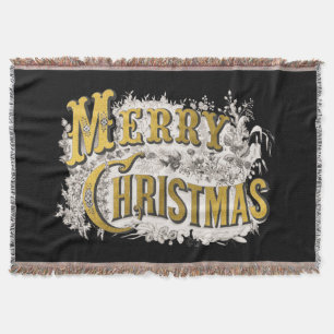 Black Gold Elegant Frohe Weihnachten Rustikale Vin Decke