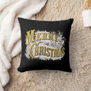 Black Gold Elegant Frohe Weihnachten Rustikale Vin Kissen