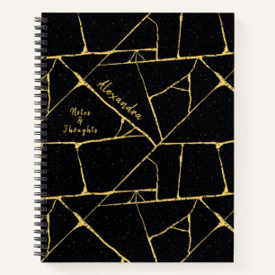 Black Gold Elegant Kintsugi Pottery Japanische Kun Notizbuch