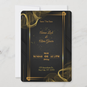 Black & Gold Elegant Wedding Invitation