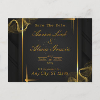 Black & Gold Elegant Wedding Invitation