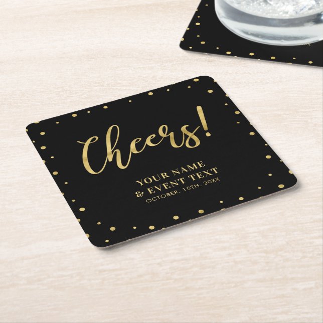 Black & Gold Elegante Classic Erwachsene Geburtsta Rechteckiger Pappuntersetzer (angewinkelt)