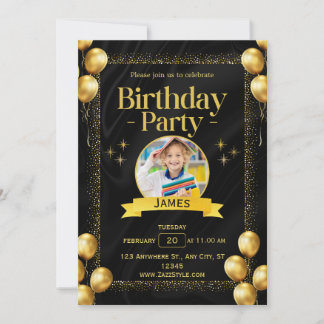 Black Gold Elegante Einladung zum Geburtstag