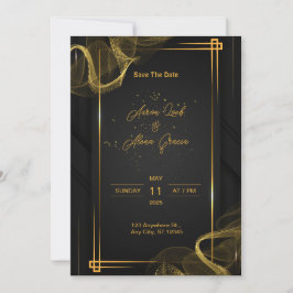 Black & Gold Elegante Einladung zur Hochzeit
