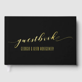 Black & Gold Elegante Hochzeit Gästebuch