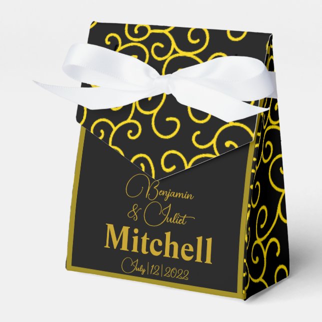 Black Gold Elegante Moderne Hochzeitsempfehlung Geschenkschachtel (Vorderseite)