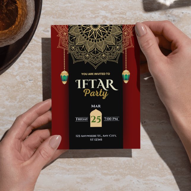 Black Gold Elegante Ramadan Iftar Party Einladung (Black Gold Elegant Ramadan Iftar Party Invitation)