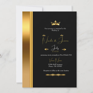 Black & Gold Elegante Royal Glam Wedding Einladung