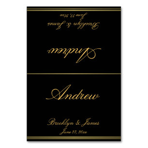 Black Gold Elegante Wedding Platzkarten Tischkarte Tischnummer