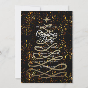 Black Gold Elegantes Einfaches Modern Weihnachten Einladung