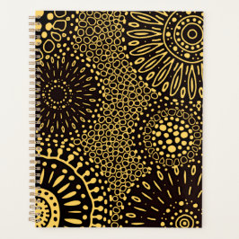 Black Gold Ethnic Floral Daily Planner Notebook Planer