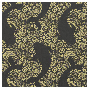 Black Gold Exotic Koi Fish Muster Stoff