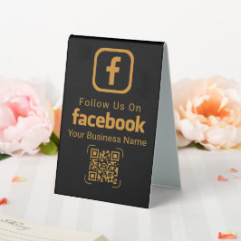 Black Gold Facebook QR Code Business Tischaufsteller