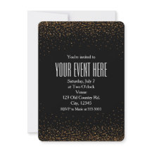 Black & Gold Fine Glitzer Chic Party Einladungen