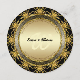 Black Gold Fireworks Wedding Round Menu Card Menükarte