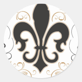 Black_gold Fleur Runder Aufkleber