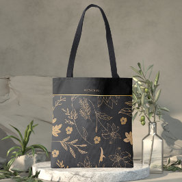 Black Gold Floral Elegant Trendy Stylish Tasche