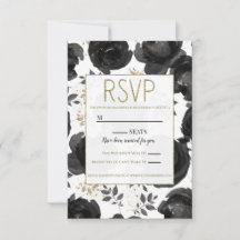 Black Gold Floral Glam Blätter Hochzeit