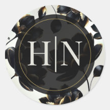 Black & Gold Floral Greige Elegante Hochzeit