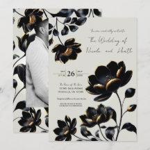 Black & Gold Floral Greige Wedding