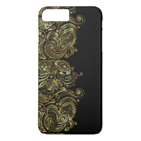 Black & Gold Floral Paisley Lace
