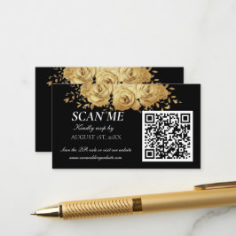 Black Gold Floral Rose Classic Wedding RSVP  Begleitkarte