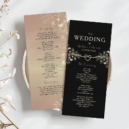 Black Gold Floral Wedding Program Programm