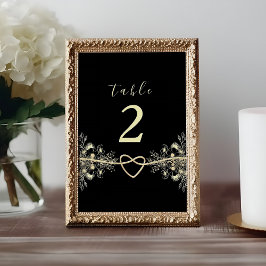 Black Gold Floral Wedding Tischnummer